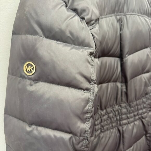 Michael Kors Like NEW Long Down Blend Puffer Winter Coat Gray Trim Size M - Picture 10 of 12